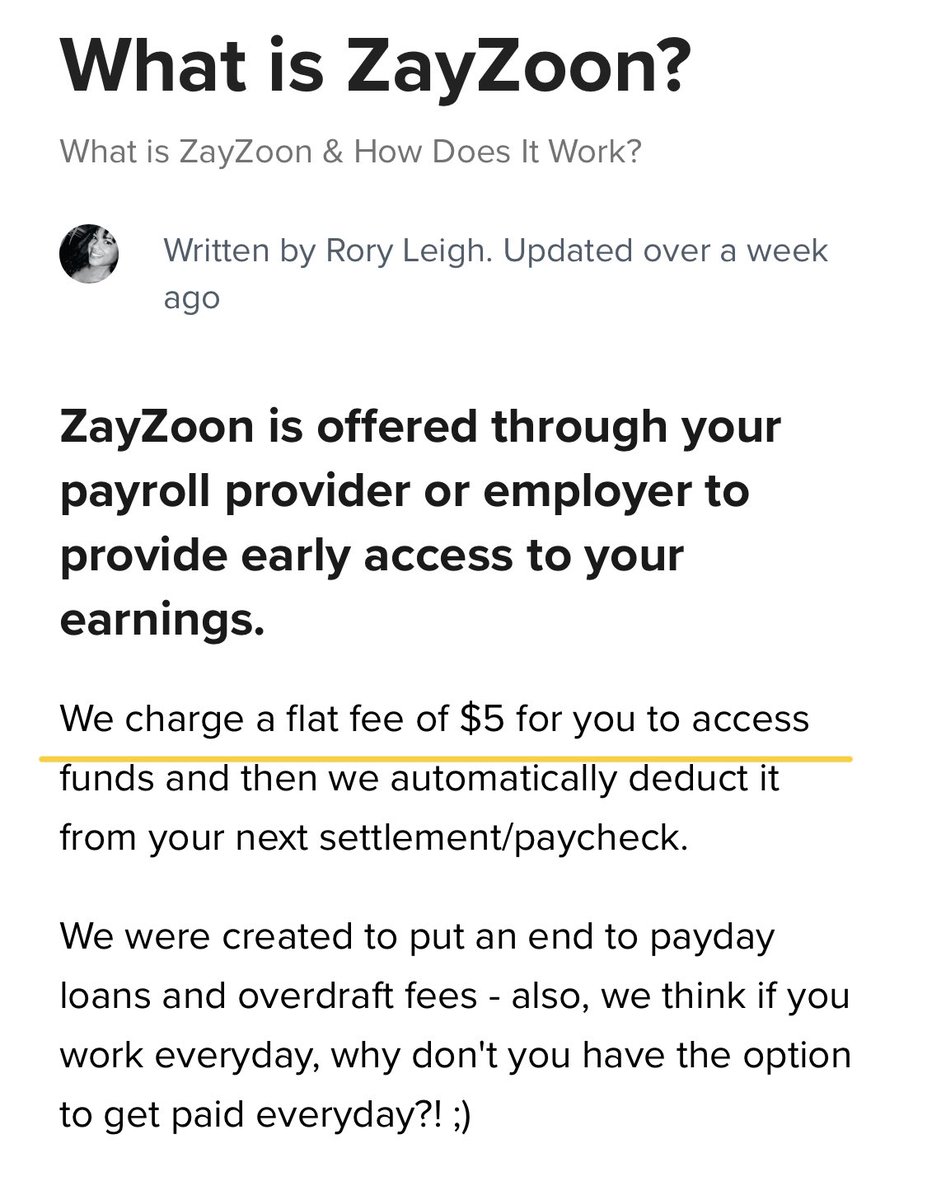 Stale_Bull's tweet photo. Just researching the @Visa EWA solution called @ZayZoon 

They charge $5 to the employee per transaction. 

Wait until @Hi55Ventures enter the US markets 🫢

Hi DO NOT charge the employee to access their own wages 💵 

@Mastercard have a HUGE opportunity here globally 🌎 

#Hi55 https://t.co/NBJUD2NWJS