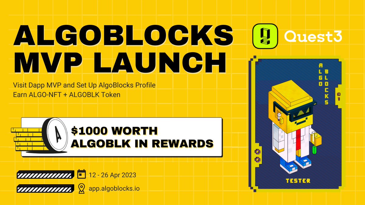 0xJosephK's tweet photo. 🔥#AlgoBlocks MVP Launch Celebration #Airdrop
🚀Prize Pool: $1000 ALGOBLK + 100 ALGO-NFTs
🏆Join: https://t.co/dq0mJXerN3
✍Set Up a Profile on https://t.co/ET5bVIw7NU https://t.co/4djJRc6PUY