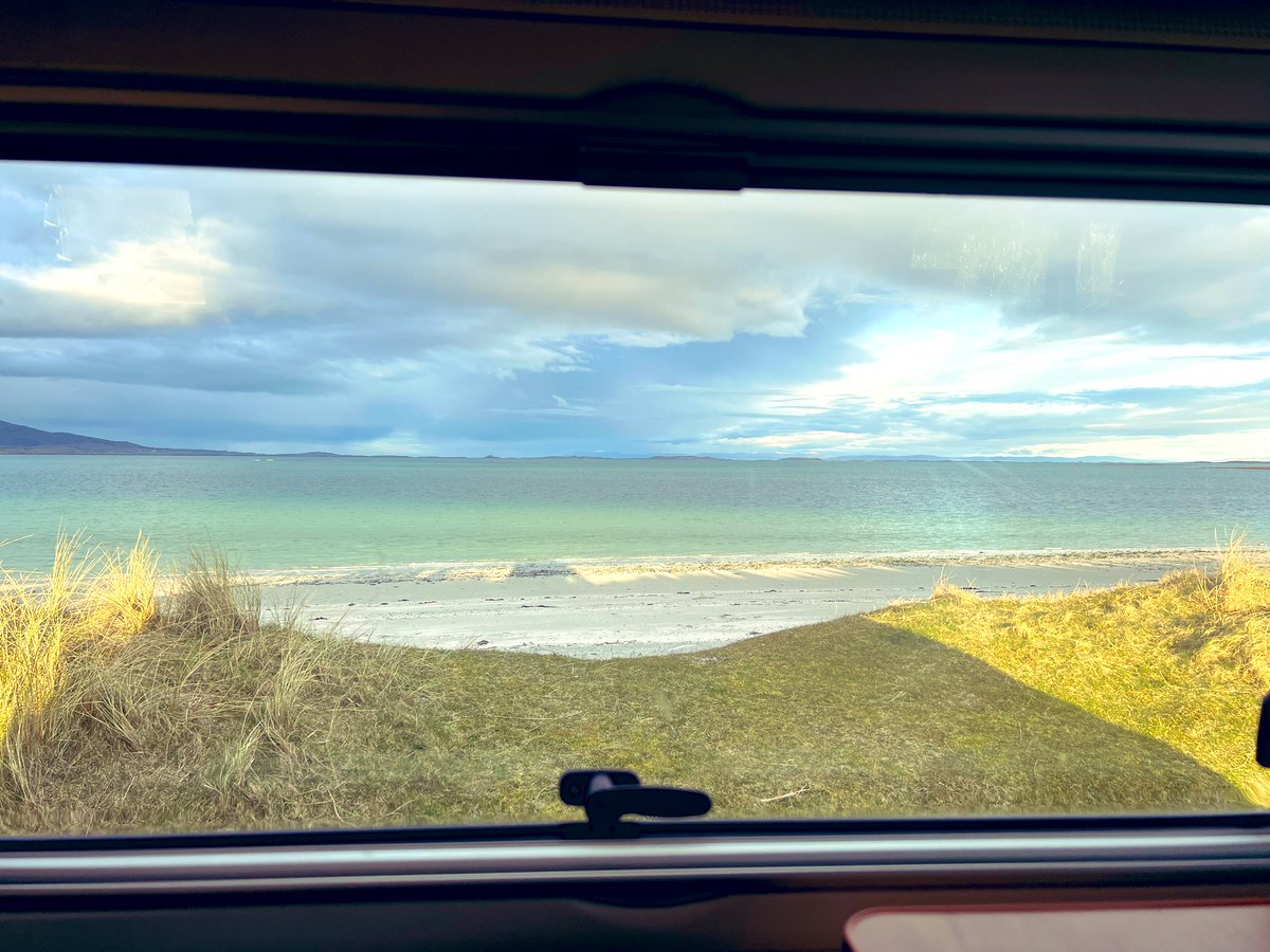 How was your #view from your #campervan last night #Berneray #beach #livingthedream #campervanlife #Stunning #visitouterhebrides #hebrideanway #SCOTLAND