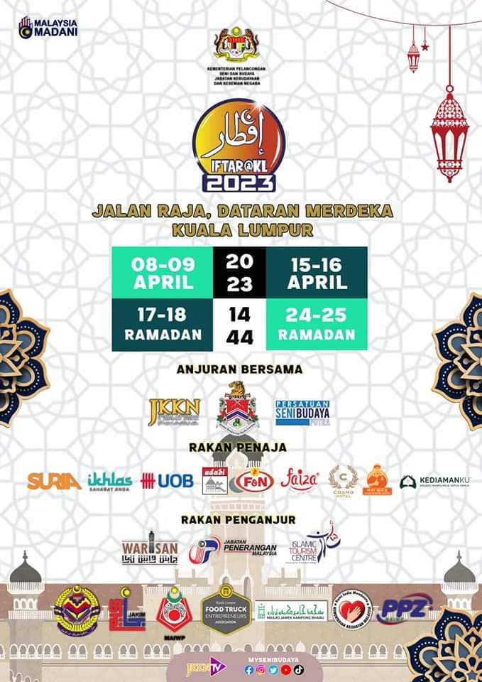 JaPenWPKL's tweet photo. Korang dah ada plan berbuka puasa hujung minggu nii?
Jom berbuka puasa beramai-ramai di Dataran Merdeka.
Iftar@KL 2023 diteruskan lagi minggu ini!!😍
#IftarKL
#Iftar
#DataranMerdeka
#RamadanVibe
#RamadanView
#bukapuasa
#ramadan
#ramadhan
#KLCeria
#CMSWPKL
@MyMOTAC https://t.co/UcEXeK2Tg2