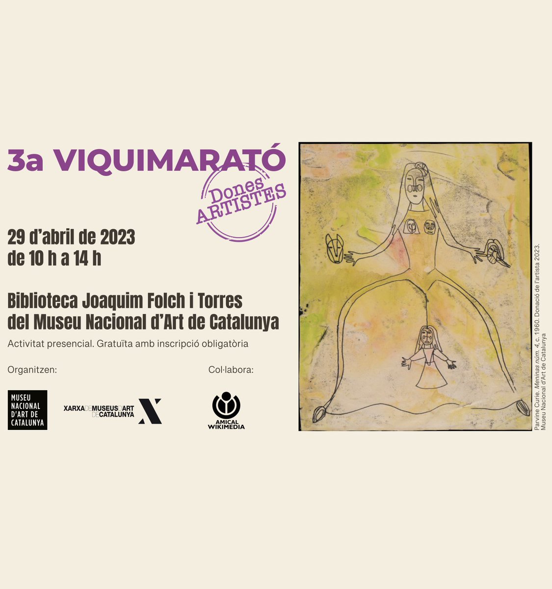 ManelTrenchs's tweet photo. Per dissabte 29 d'abril ja tenim feina.  
Més info:  https://t.co/mD4TW8RHaN 
#donART @MuseuNac_Cat @DonesArtistes https://t.co/o0t9VXH2NS