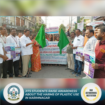 JITS_KNR's tweet photo. JITS Students raise awareness about the harms of plastic use in Karimnagar
#JITS #JITSstudents #Awareness #Plastic #NSS #SayNoPlastic #HarmsofPlastic #Campaign #NoPlastic #NationalServiceScheme #JMTS #JMIP #NAACGradeA #PharmacyCollegesKarimnagar #JyothishmathiGroupofInstitutions https://t.co/qGMAVhpe0L