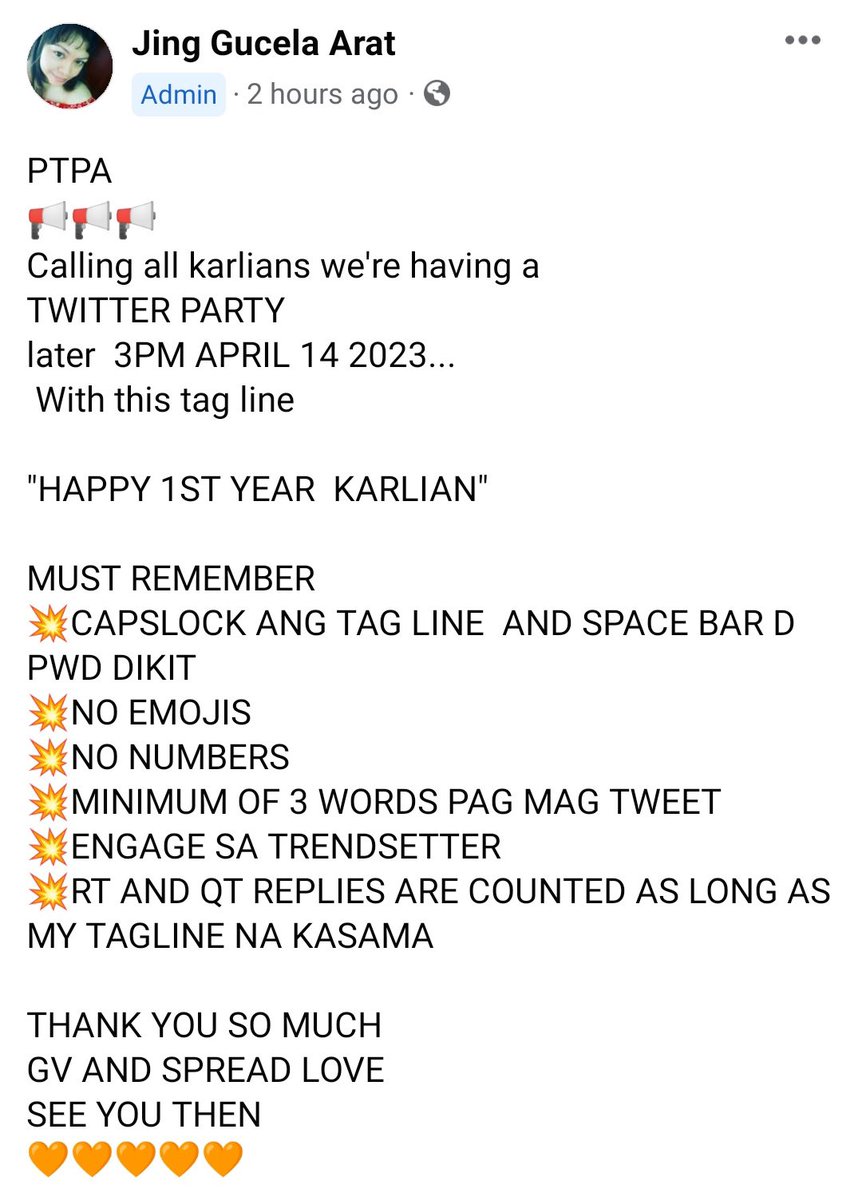 KarLia66370633's tweet photo. join us later 
and please sa mag join ng tp follow ng rules pra di ma spam ang ating tag 

HAPPY 1ST YEAR KARLIAN https://t.co/7zgUbWviZN