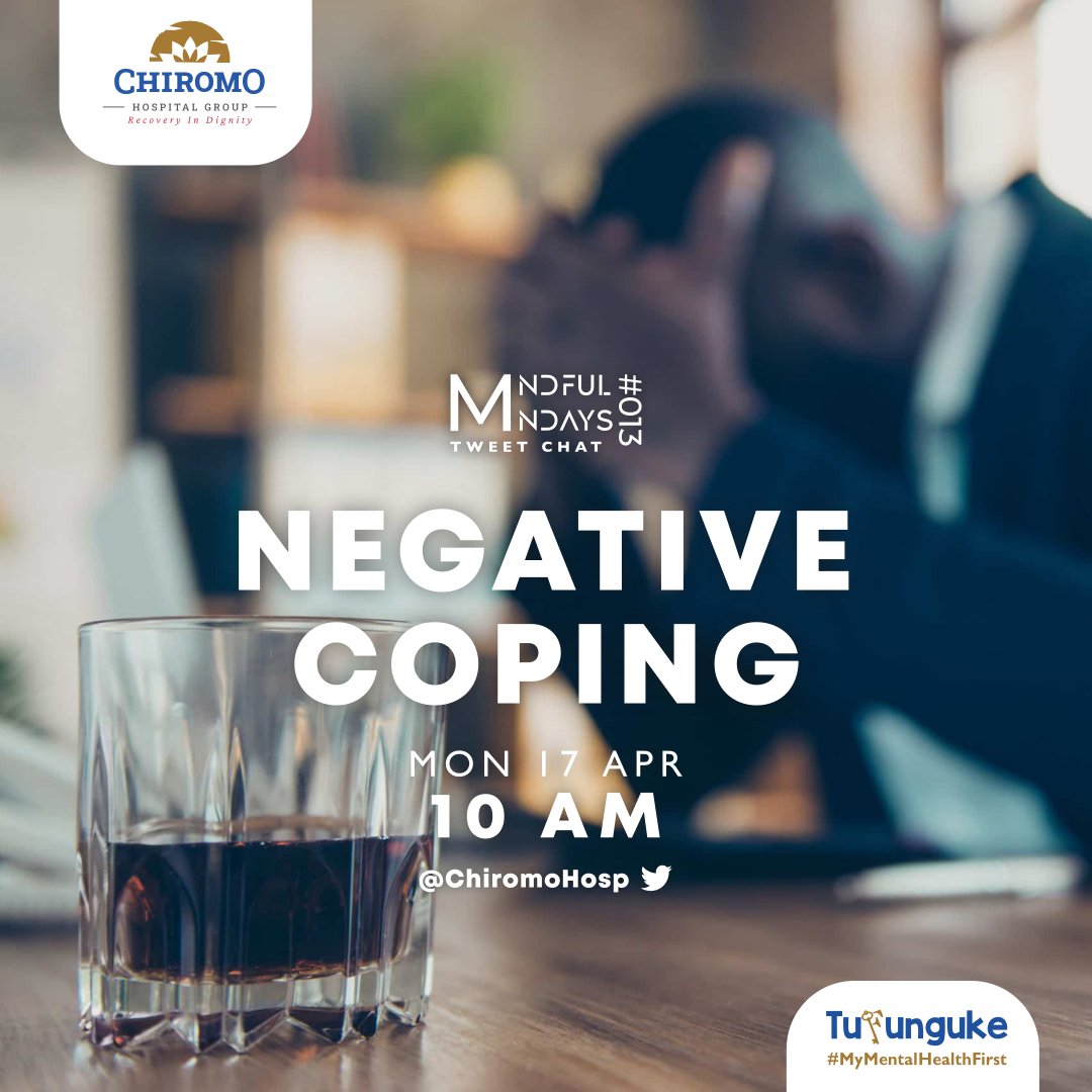 ChiromoHospGrp's tweet photo. Are negative coping mechanisms holding you back from true mental wellness?
Let's talk about it and find a better way forward.
Join our #MindfulMondays Tweet Chat this Monday from 10-11AM on 'NEGATIVE COPING' with a stellar panel.
#Tufunguke https://t.co/pTKlKout35