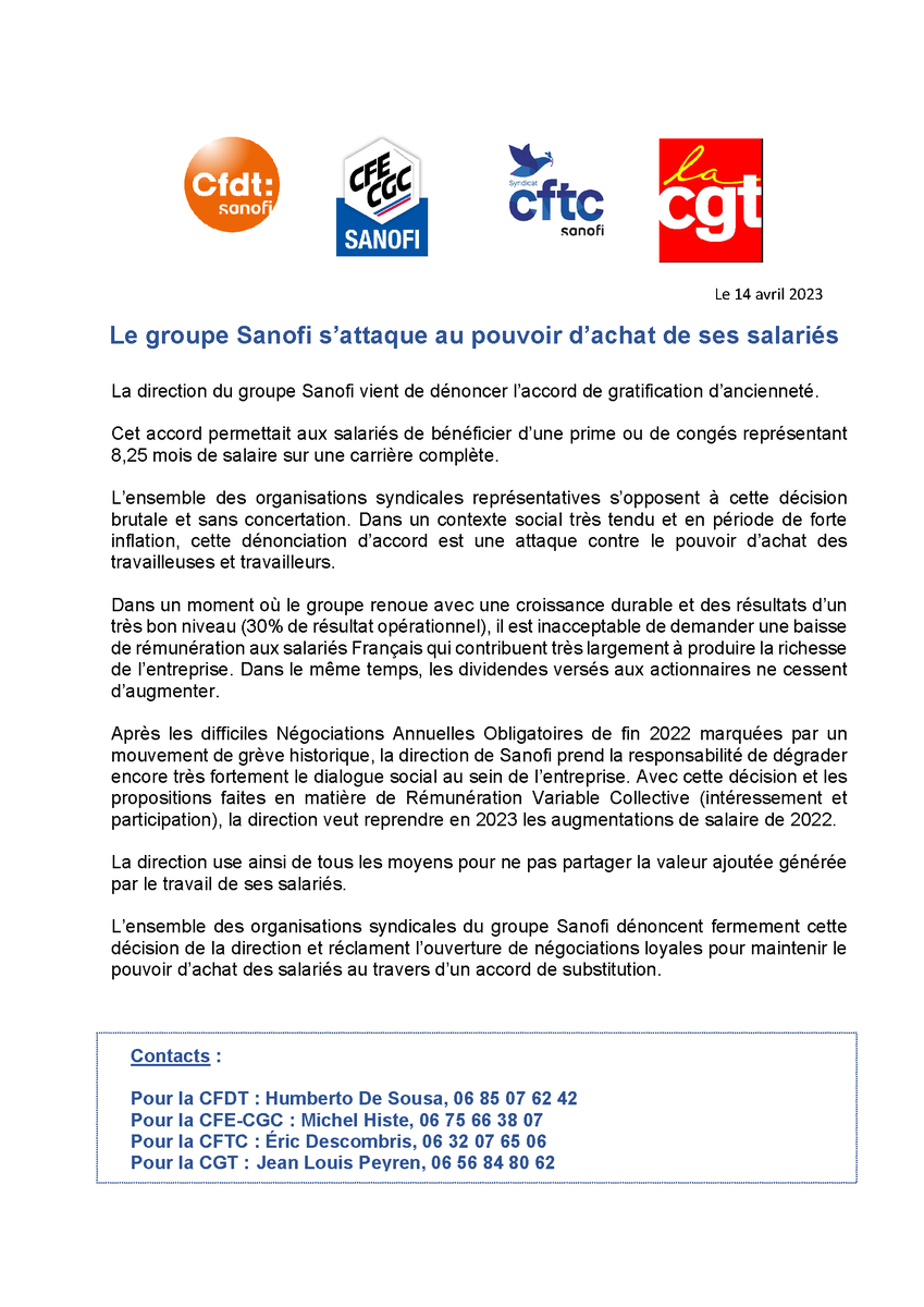 FCE_CFDT's tweet photo. Le groupe @Sanofi s’attaque au pouvoir d’achat de ses #salariés 
#Rémunération #Pouvoirdachat https://t.co/5E89yrBs4X https://t.co/9IcQZZqdkt