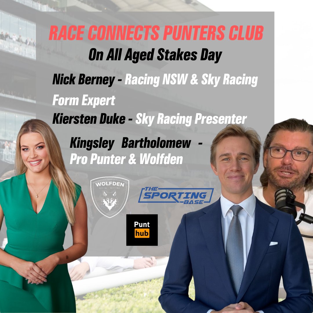 RACE CONNECTS PUNTERS CLUB! Hosted by Kiersten Duke &amp; Nick Berney, the club will feature tips from  @wolfdenbetting affiliate &amp; professional punter Kingsley Bartholomew. Can’t make it to the event? No worries! You can still join our punters club from wherever you are! LINK IN BIO