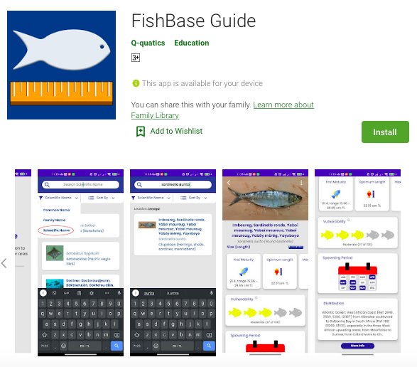 FishBaseProject's tweet image. You can now access the key features &amp;amp; applications of FishBase.org 🐟🐠🐡 on your android devices 📱 through the #FishBaseGuide app. Download from #GooglePlay. Visit bit.ly/FishBaseGuideGP for additional information.