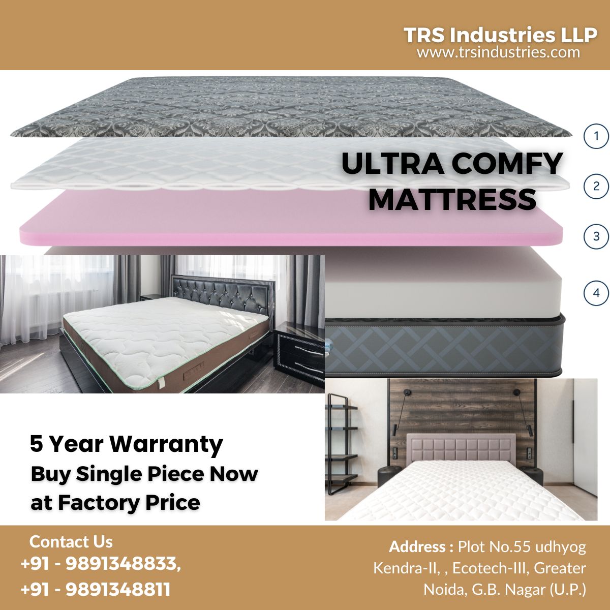 Now TRS Industries are dealing with Top Quality Mattresses too. Your comfort is our first priority. You can buy Single Product Directly from us at factory Price with 5 Year warranty.
.
.
.
#mattress #wholesalemattresses #mattressmanufacturer #mattresses #mattressshopping
