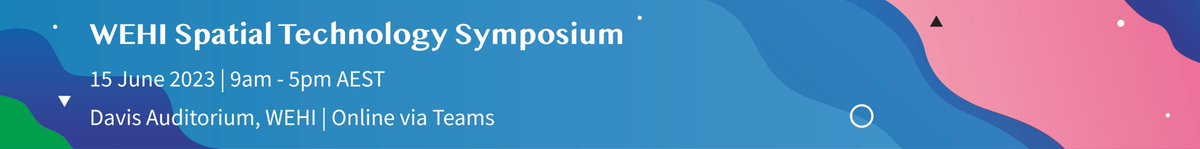 Stefano Mangiola (@steman_research) on Twitter photo The <a href="/WEHI_research/">WEHI (Walter and Eliza Hall Institute)</a> #Spatial Technology Symposium is back!
A #free symposium to stay up-to-date with the latest innovations in this rapidly evolving field #COSMx #MERFISH #MIBIscope and others!
14-16 of June in #Melbourne and online! tinyurl.com/WEHIspatial2023 The <a href="/WEHI_research/">WEHI (Walter and Eliza Hall Institute)</a> #Spatial Technology Symposium is back!
A #free symposium to stay up-to-date with the latest innovations in this rapidly evolving field #COSMx #MERFISH #MIBIscope and others!
14-16 of June in #Melbourne and online! tinyurl.com/WEHIspatial2023