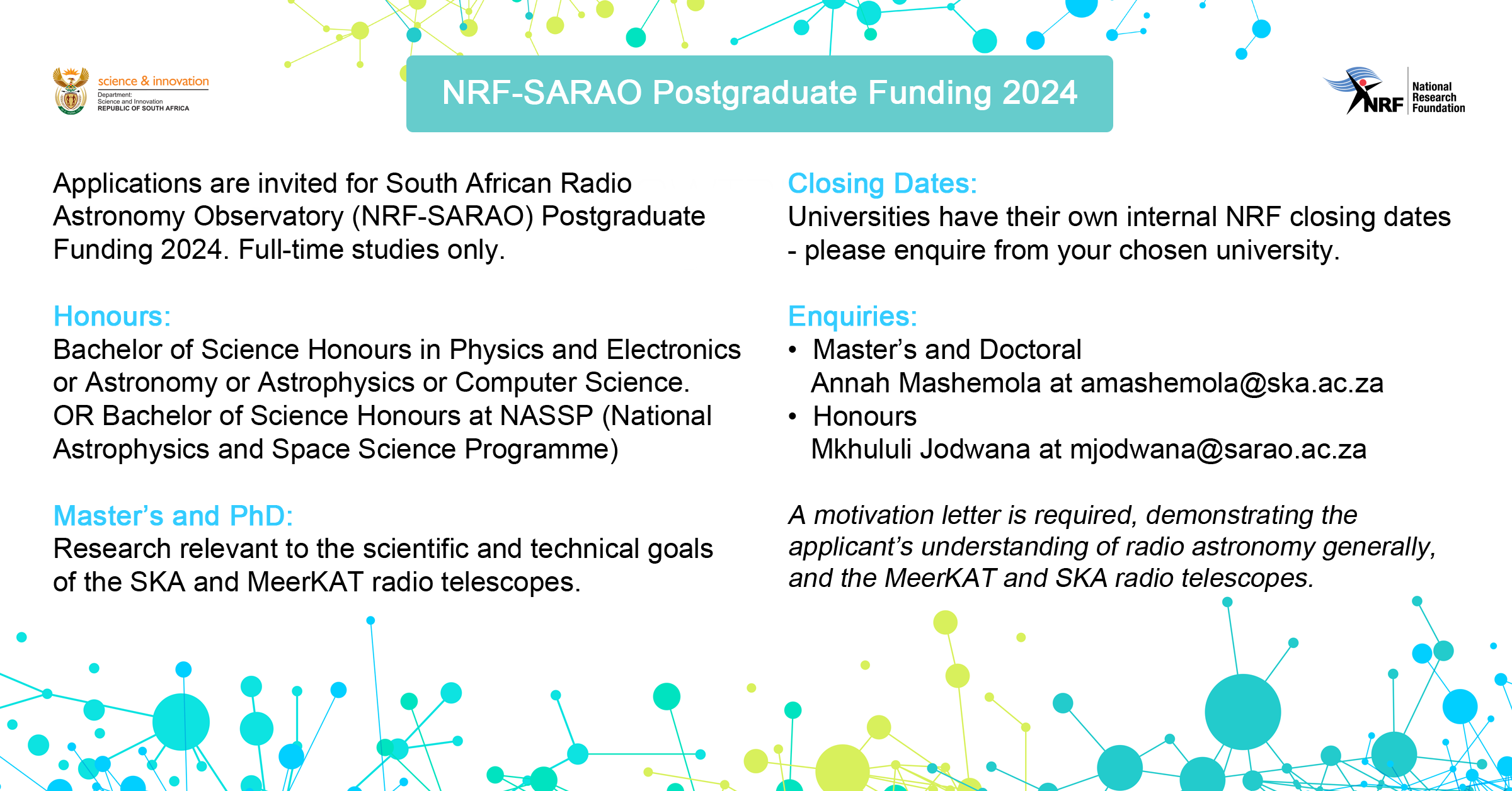 Masibulele on Twitter "RT NRF_News Applications are open for the