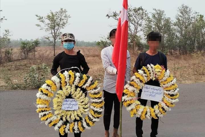 KyawLwin555's tweet photo. In a village of Kani Township, people protested against the terrorist regime, in vigor.   
#RevolutionaryThingyan #2023Apr14Coup #WhatsHappeningInMyanmar https://t.co/FD2q8oFxr8