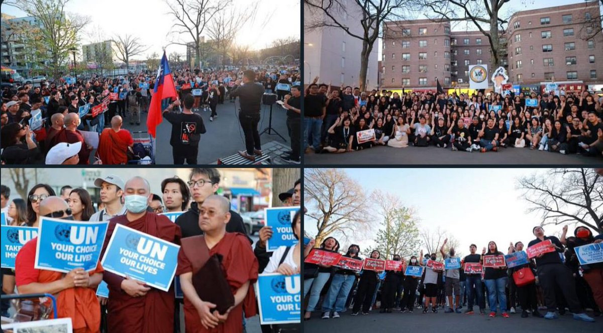 won_woonn's tweet photo. Pro-democracy democracy staged a protest in New York to condemn junta's aerial attack which killed over 160 civilians in Pazigyi village in Sagaing's Kanbalu township, and call for strongest action against junta's atrocities. #2023Apr14Coup #WhatsHappeningInMyanmar https://t.co/cRok67psjF