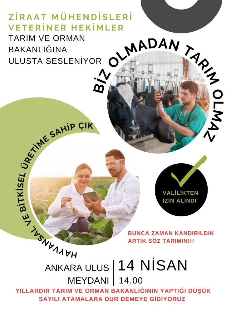 esmaulhusnaslan's tweet photo. 🇹🇷 Bugün 14.00'da Ulus'ta veteriner hekimlerimiz ve ziraat mühendislerimizin haklı taleplerine destek olmak için buluşuyoruz❗️

⚠️TARIM VE ORMAN BAKANLIĞI’NA SORUYORUZ,

Balıkçılık Teknolojisi Mühendisleri 
Biyologlar 
Gıda Mühendisleri 
Laborantlar 
Su Ürünleri Mühendisleri 
Teknikerler, Teknisyenler 
Veteriner Hekimler ve Ziraat Mühendislerine neden kadrolarını vermiyorsunuz❓

#tarimaatamahemensimdi 

Memleketin üretimine vermediğiniz desteği yabancılara vermekten vazgeçin❗️