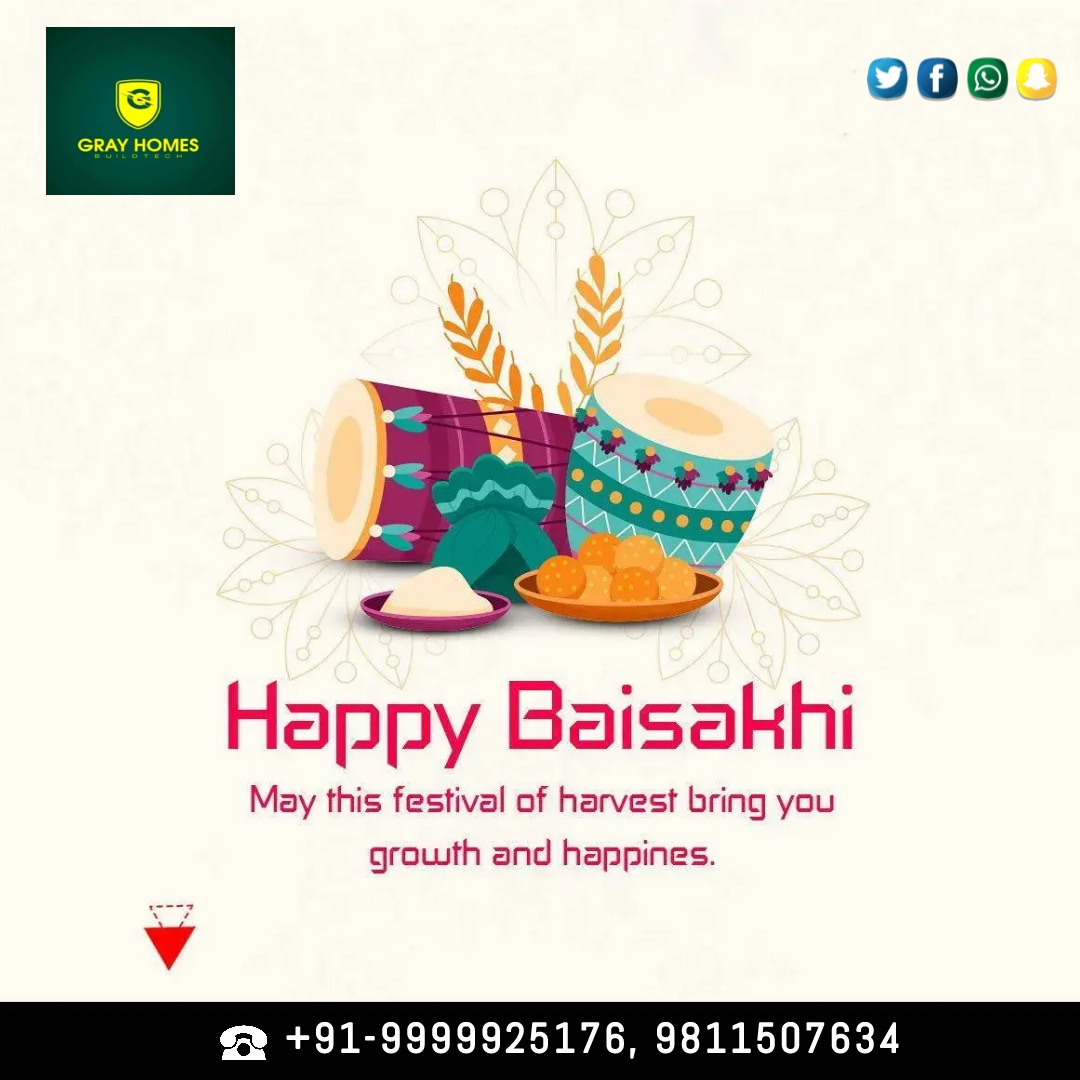 Wishing you all a very Happy Baisakhi Festival #whishes #baisakhifestival #festivalseason #aprilmonth #celebratebaisakhi #grayhomesbuildtech #grayhomesbuildtechfaridabad