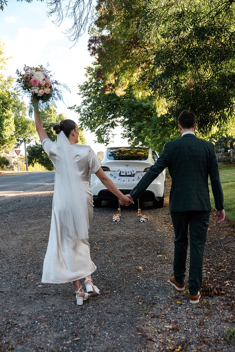 WE GOT MARRIED !! 🥰 ... and you wouldn't believe what our wedding car was ! 😂 #teslamodely