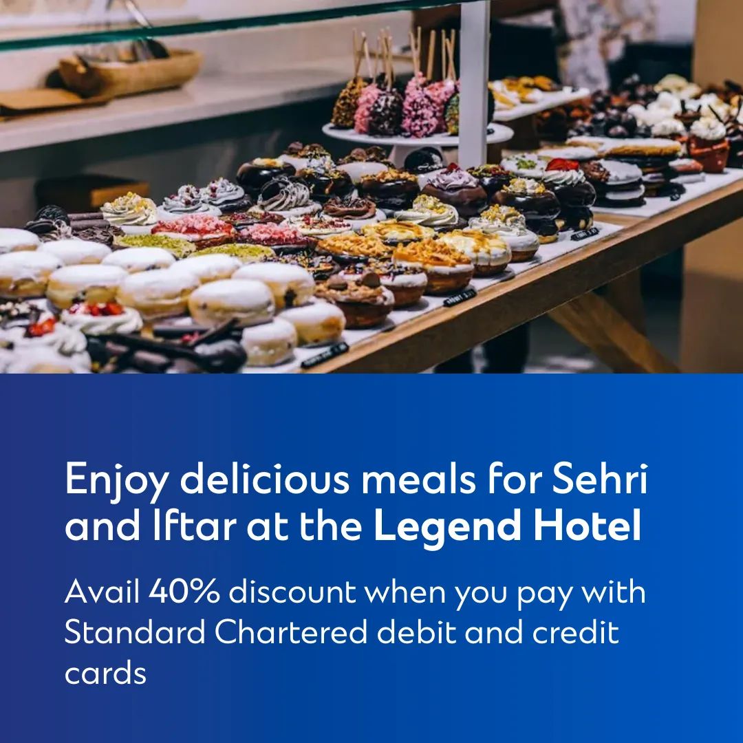 Standardchartpk's tweet photo. Avail 40% *discount at the Legend Hotel when you pay with any Standard Chartered credit or debit card (Conventional and Islamic)

Only applicable in Islamabad. For more information, visit: https://t.co/5Bvjpjc7Xf

#SCDiscounts #Discounts https://t.co/GWXC5X4aeR