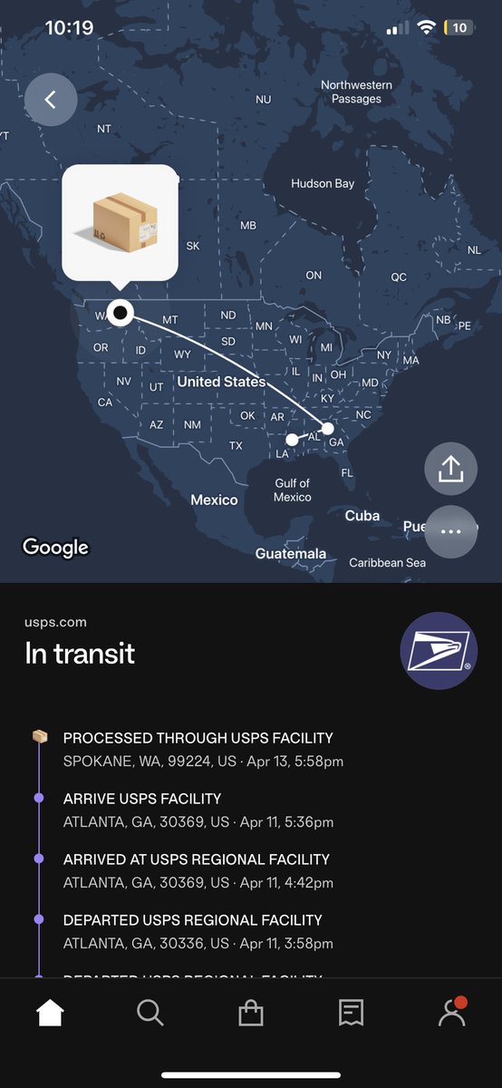 madeemiller's tweet photo. @USPS @USPSHelp 
Something has gone terribly wrong. How did my package go from Atlanta to Spokane? I’m in Atlanta. Please bring me my package in Atlanta… https://t.co/MOTNivu6CO