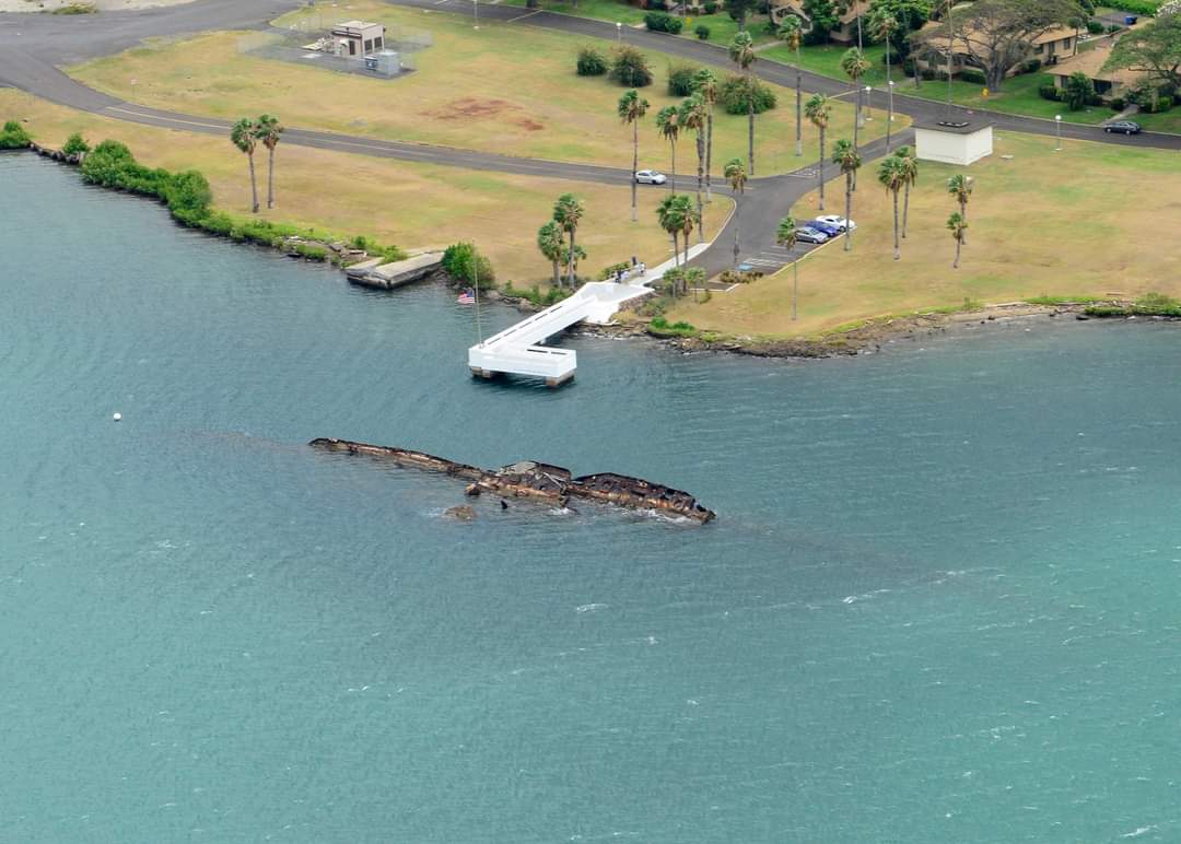 IndianaSO45's tweet photo. The rusted remains of the USS Utah (BB-31) in Pearl Harbor, HI, with 64 sailors still on watch.  

Always Loved ~ Forever Honored ~ Never Forgotten https://t.co/W8Nag78HTe