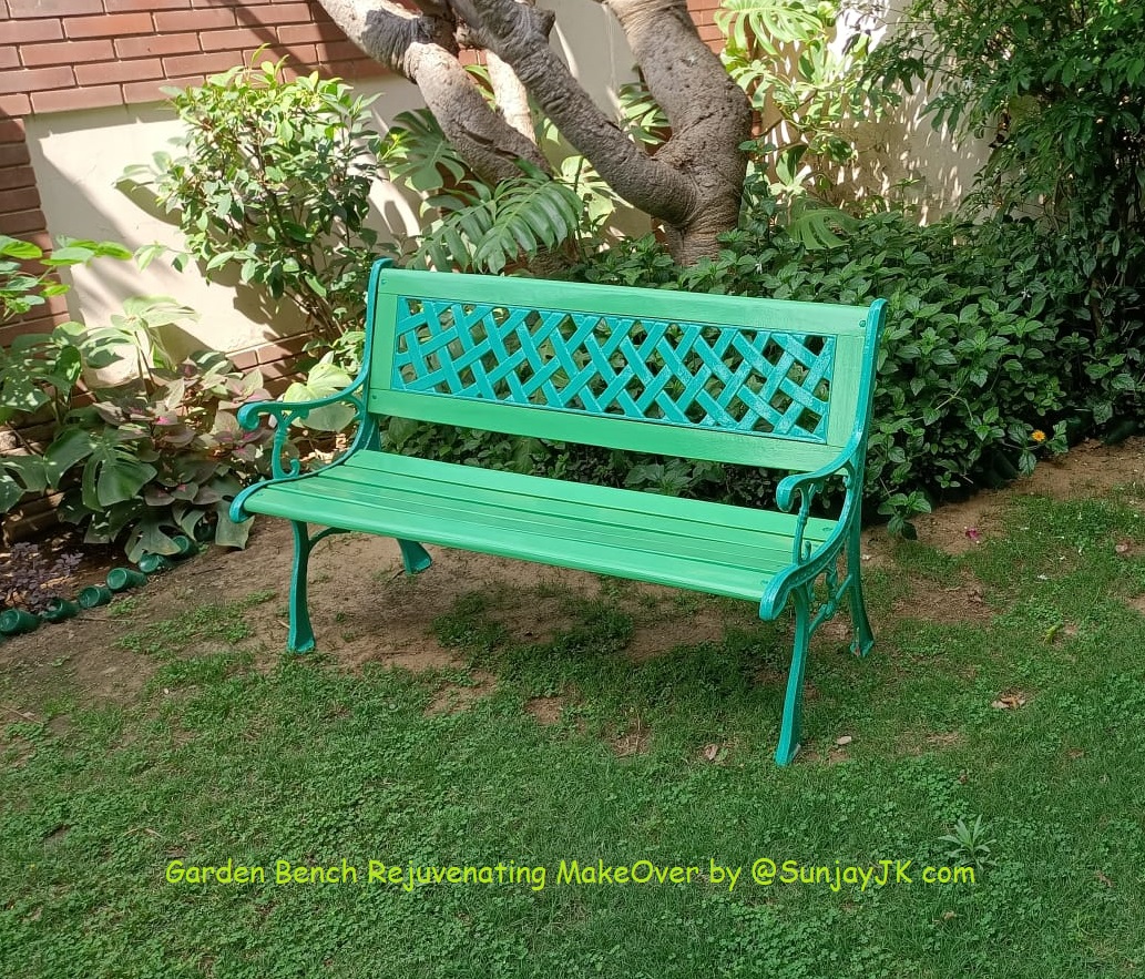 SunjayJK's tweet photo. #GardenBench makeover by me, #SunjayJK, by replacing wood w/durable #SalWood, recoloring (w/ Enamel paint):
Wood=bus green+white paint+fast yellow stainer
Metal=bus green+white
Hopefully, Master of #Colors, from #Architects' heavens, #RicardoBofill will approve
@ikaveri
#Colours https://t.co/P1ATgykhQ6