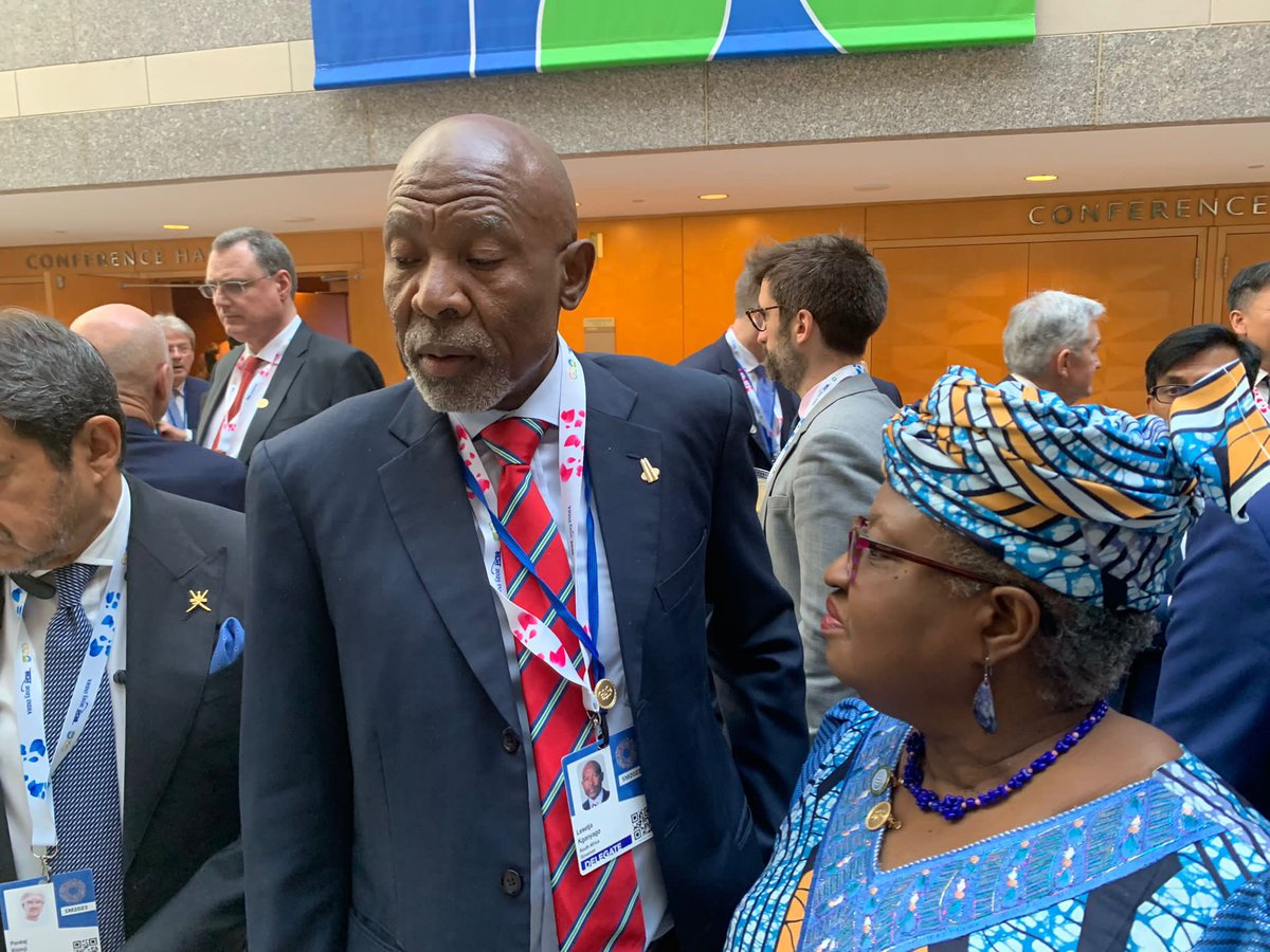 NOIweala's tweet photo. At the G20 Finance Ministers and Central Bank Governors meeting in Washington D.C. discussing the state of the Global Economy and issues of Financial Sustainability. With  @SigridKaag of the Netherlands,  @KganyagoLesetja of South Africa @NadiaCalvino of Spain and @Lagarde https://t.co/QhsodzarQn