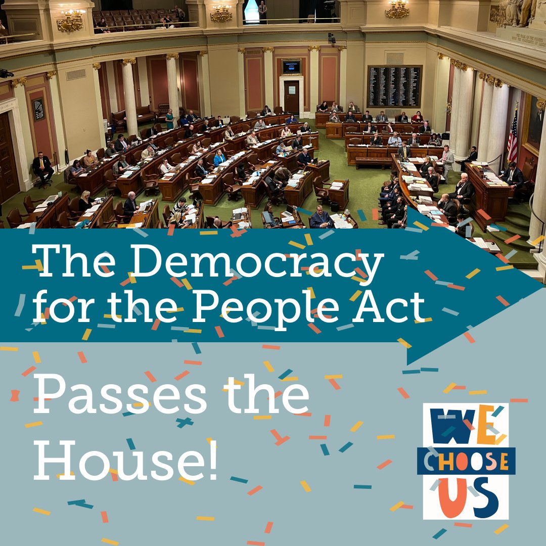 It's official! The Minnesota House passes the #Democracy4thePeople Act! Tonight we celebrate. And tomorrow, we get ready to bring it to the Senate!