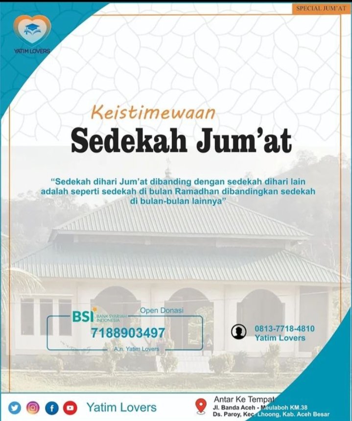 123Kaban's tweet photo. Bismillah, Jum'at berkah didalam Bulan Ramadhan.

Yuk, 20k/Jum'at atau per bulan???

dari lembah ini kita lanjutkan missi Islam Rahmatan lil 'aalamiin.

https://t.co/PFLFmK6uuM
BSI An. Yatim Lovers
7188903497 https://t.co/DB5AdvCPc2