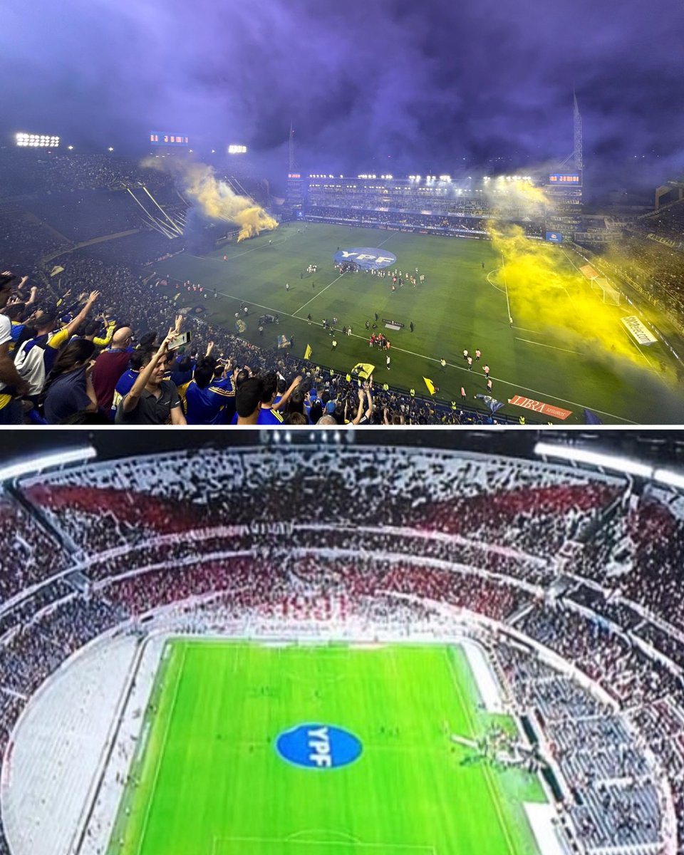 Boca Juniors está de 18° en la Liga y en un mal momento deportivo: LA BOMBONERA. 🔵🟡

River Plate está de 1° en la Liga, en un gran momento deportivo: EL MONUMENTAL. 🔴⚪

- Kun Agüero: 'Los hinchas de Boca son mucho más fanáticos que los de River'. 🔥👀