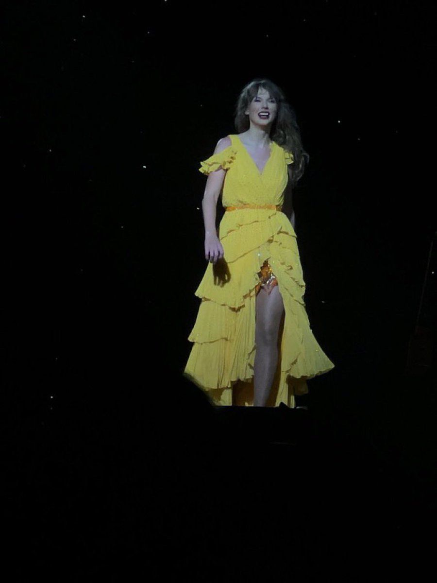 SwiftNYC's tweet photo. Taylor is singing Speak Now as the first surprise song tonight for Tampa saying this album has been on her mind for awhile now! She is also wearing a new dress. Easter egg? 🤯 #TSTheErasTour https://t.co/ylEaaIomhc
