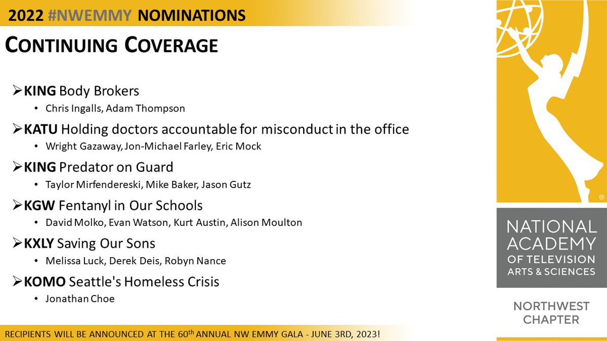 natasnw's tweet photo. The 2022 #NWEmmy Nominations for Category 11, Continuing Coverage: https://t.co/pc3TcnbRIj