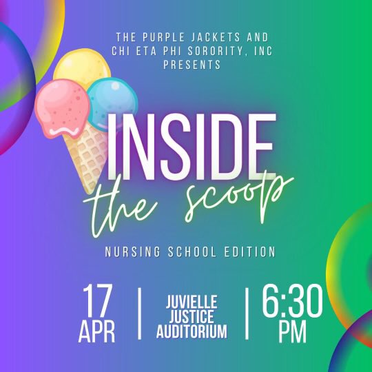 Come get the inside scoop 🍦with the lovely ladies of Chi Eta Phi Sorority, Inc. and the Purple Jackets! 💚💜 We will be giving you all the details of life as a nursing student and all the tips you need to succeed! We can’t wait to see you there! #ΧΗΦ #chietaphisororityinc
