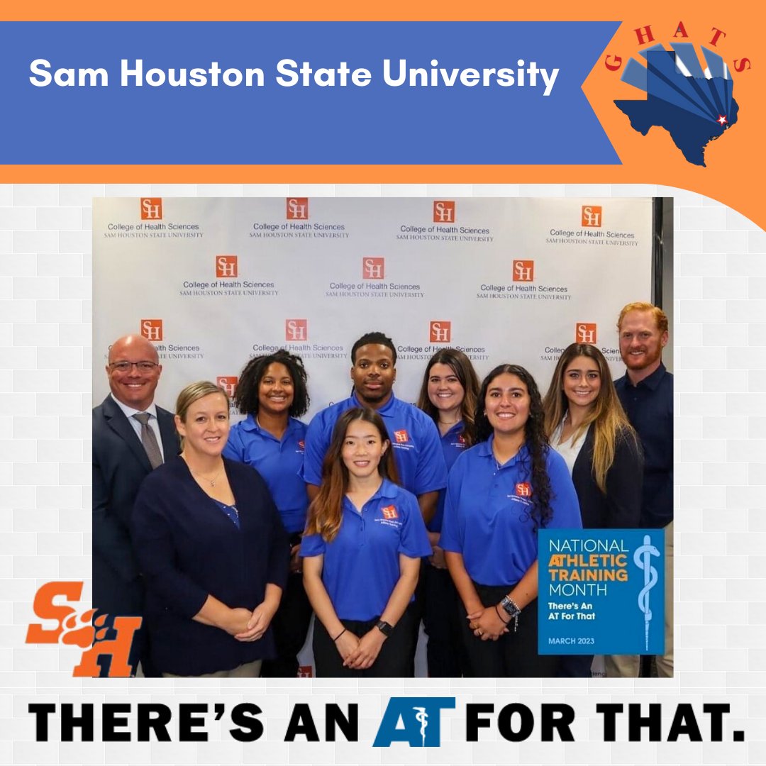 GHATSdotORG's tweet photo. (1/2) There's an AT for professional education: Sam Houston State University. #NATM2023 #TheresAnATForThat #AT4ALL #AT4Me @NATA1950 @SWATAD6 @tsata_team @TexasSSAT @SamHoustonState https://t.co/WiaB1RdZbR