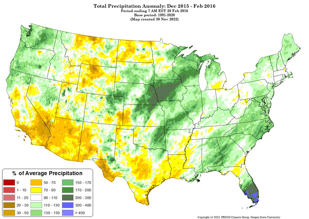 NWSAlbuquerque's tweet photo. The past three El Niño Climate Pattern winter seasons difference from average precipitation. Eastern NM residents would most likely prefer the 2014-15 flavor (weak). The strong El Niño of 15-16' ended up a relative dud for the Southwest U.S. #nmwx #nmclimate #nmfire
@OregonState https://t.co/rs6CYrBqmM