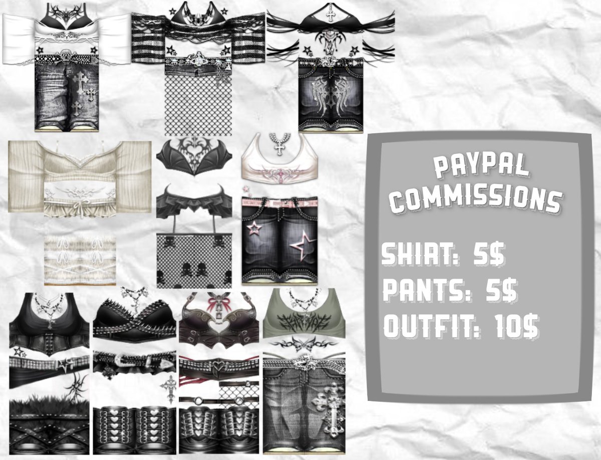 hey im opening more clothings paypal commissions, pls comm me I'm veryyyy desperate atm and dm me on discord aina#7532 or on twitter #ROBLOX #robloxart #RobloxDev #RobloxCommissions #RobloxDesigner #Robloxdesign
