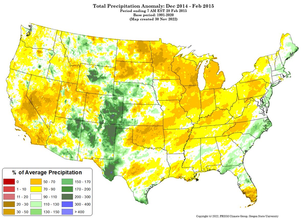 NWSAlbuquerque's tweet photo. The past three El Niño Climate Pattern winter seasons difference from average precipitation. Eastern NM residents would most likely prefer the 2014-15 flavor (weak). The strong El Niño of 15-16' ended up a relative dud for the Southwest U.S. #nmwx #nmclimate #nmfire
@OregonState https://t.co/rs6CYrBqmM