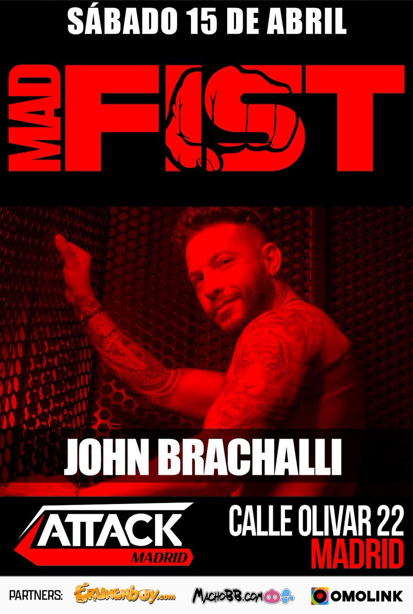 No te pierdas la fiesta 🤜 MAD FIST 🤛, en  ATTACK CLUB MADRID, con sling y bancos por todo el bar para que juegues a saco‼️

La noche de los culos viciosos y los puños.

Invitado especial:<a href="/JOHNBrachalliXX/">JOHN BRACHALLI</a> ‼️


⬇️MÁS INFO AQUÍ ⬇️

instagram.com/p/Cq_xJultEeA/…

attack-club.com/es/fiestas/gay…