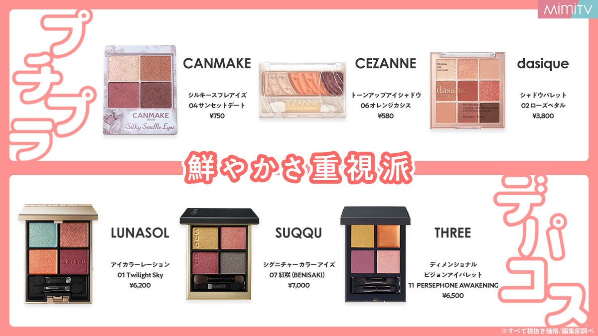 MimiBeauty__'s tweet photo. イエベ春さん集合〜🌸
プチプラ・デパコスのイエベ春さん向けアイシャドウをまとめました！『淡さ重視派』や『明るさ重視派』などキーワードごとに分類したので似合うアイシャドウがより見つけやすいはず🤍気になるアイシャドウはありましたか？ #mimiまとめ https://t.co/9X9aa6EDK1