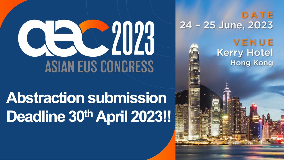 Dear Friends!

The Asian EUS congress is just 2 months away. Sending a warm reminder on the abstract submission deadline 30th April 2023 and there will be no extensions! For selected abstracts, the registration will be waived.