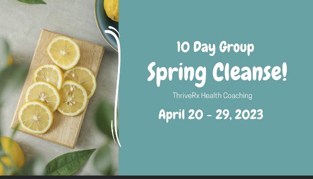 ThriveRxHC's tweet photo. Spring cleaning isn't just for the house, we can clean up our diet and bodies too!
I'm hositing a FREE 10 day Group Spring Cleanse from April 20-29th!

It's a great kick start to a healthy summer body. Click the link for more details and to register.

https://t.co/ozb9ZLYCA9 https://t.co/FmqjPAedOe