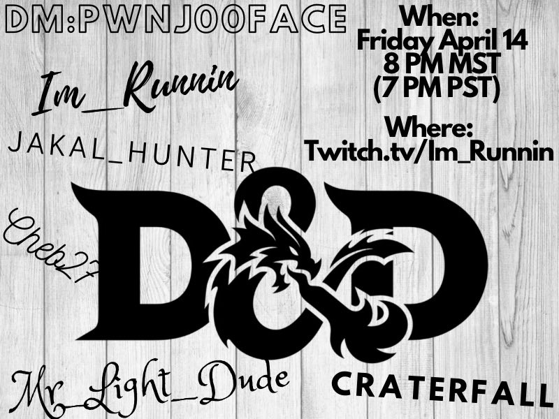 imrunning632's tweet photo. Hope to see you tomorrow! 
https://t.co/IuKOYtIlqG

#dnd #gamergirl #liveontwitch #twitchsmallstreamer https://t.co/ZPbanCDkXZ