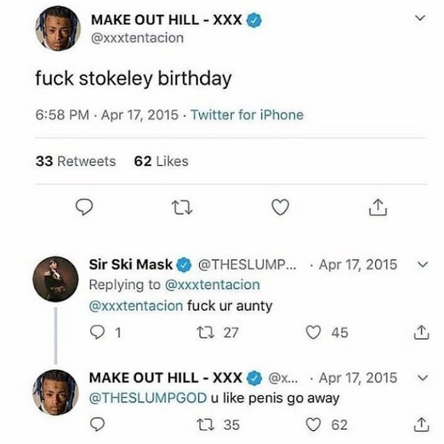 RileyTaugor's tweet photo. XXXTentacion &amp; Ski Mask having fun in 2015 here on Twitter. 😭😂

🕊️ https://t.co/bwkYo49YRx