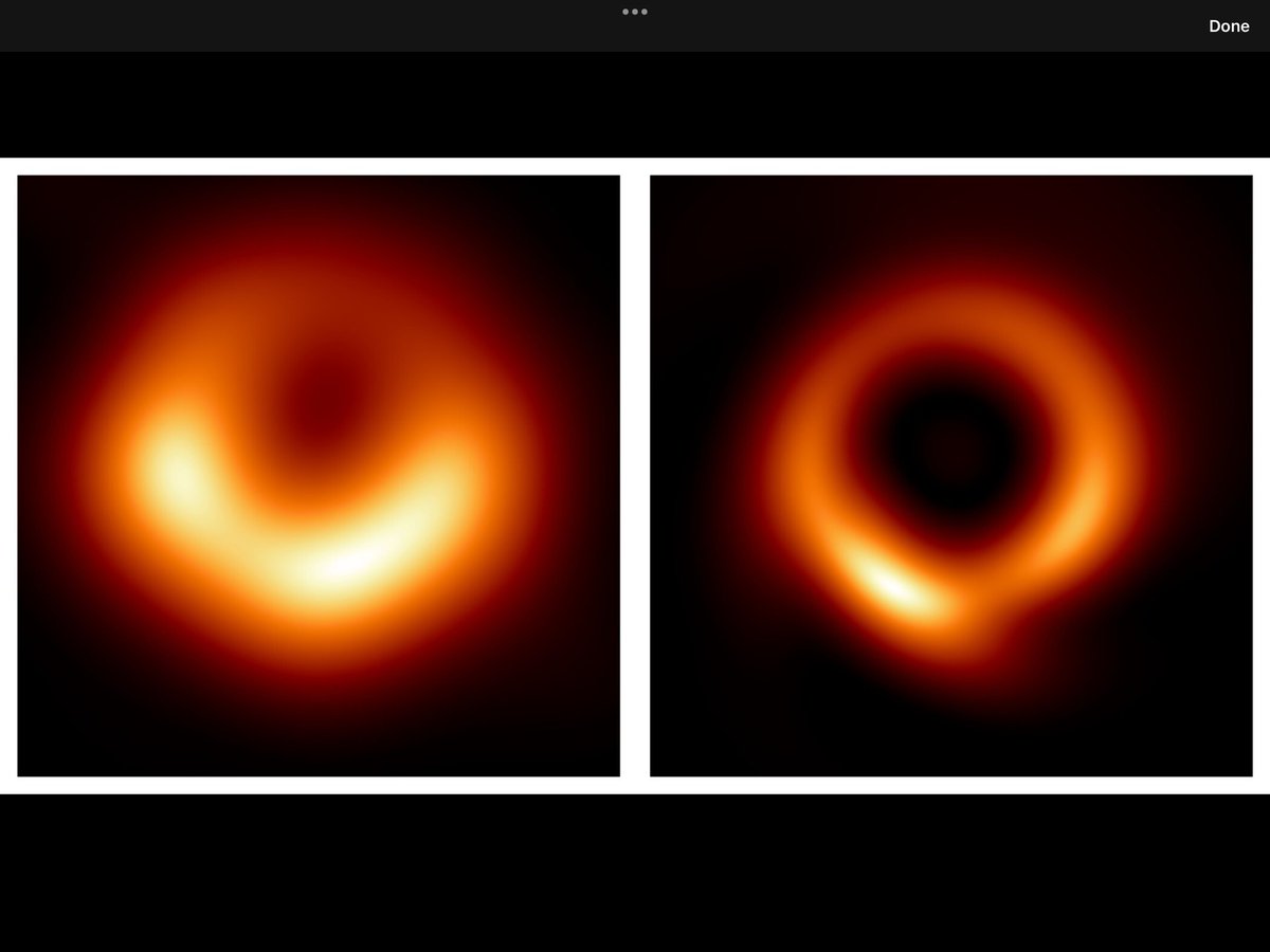 PlanetDiary's tweet photo. New super sharp view (on right) of black hole at the center of the M87 galaxy. https://t.co/6SvO4PaTsX
