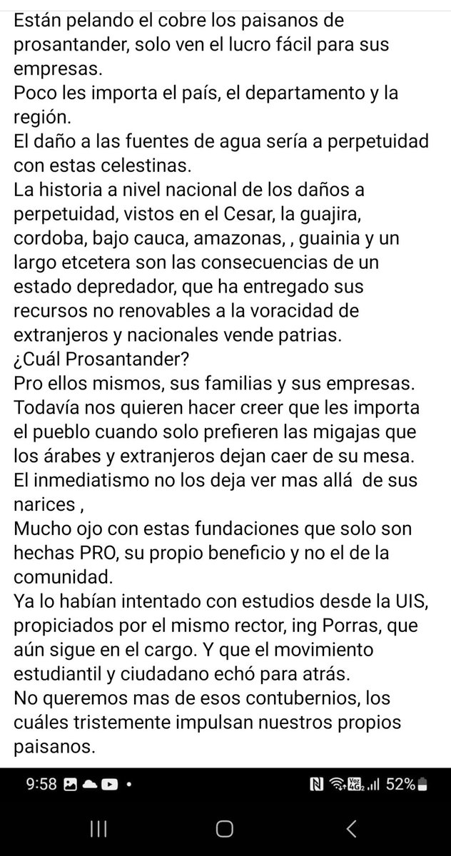 VeeduriaMCC's tweet photo. Organizaciones ambientalistas, gremios, profesionales independientes rechazan ingreso de una depredadora empresa minera, #Minesa, a @pro_santander. No se entiende semejante vinculación ante la serie de peligros que conlleva la explotación minera: https://t.co/7soOvcAlyr