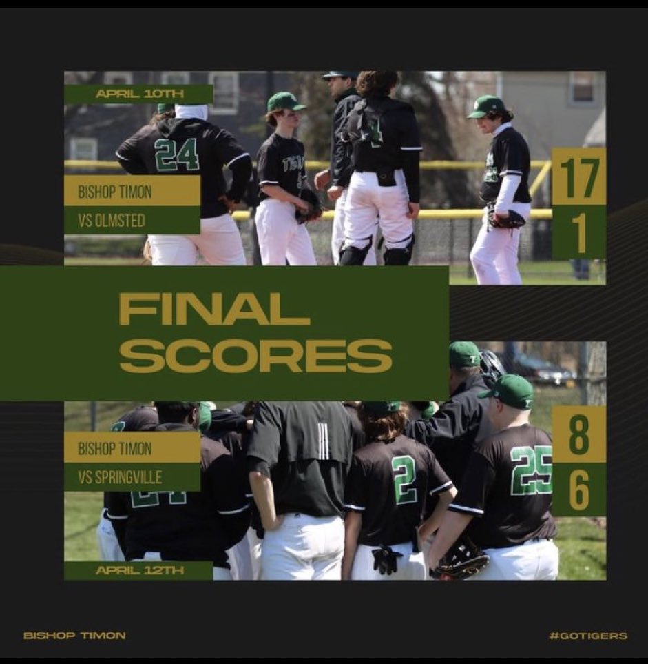 BTSJbaseball's tweet photo. It was a good week for the team. They beat Olmsted and Springville.

The final Scores were 
Timon Vs Olmsted 17-1 Win 

Vicario 2-2 1 Walk
Wasielewski 2-2 1 Walk
Howard 2-4 2 rbi’s
Black 2-2 2 RBI’s
Black threw 3 innings 1 hit

Timon Vs Springville 8-6 Win https://t.co/KaiPRRjrO9