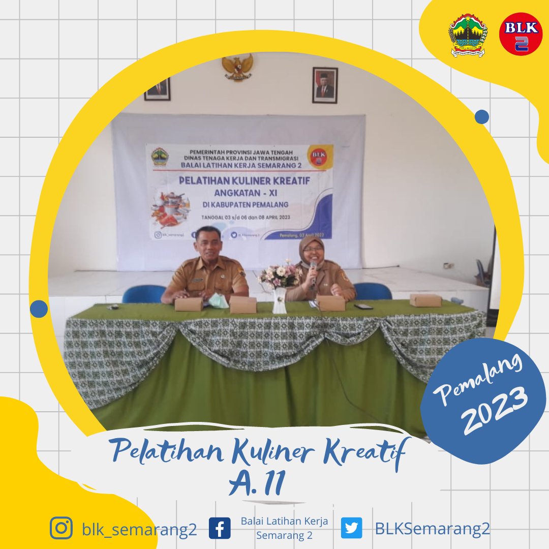 BLKSemarang2's tweet photo. elatihan Kuliner Kreatif angkatan XI Tahun 2023 di Kabupaten Pemalang di buka oleh Ibu Titik Suwarti, SE selaku Sub Koor Seksi Pemasaran BLK Semarang 2. Materi pertama oleh Bapak Agung Widiyanto, SE. https://t.co/TC6Qbg6iLJ  materi kuliner disampaikan oleh Ibu Fajar https://t.co/KbbOBvX88s