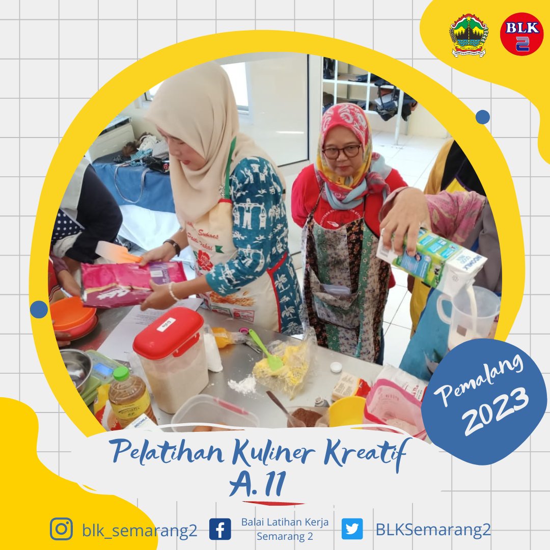 BLKSemarang2's tweet photo. elatihan Kuliner Kreatif angkatan XI Tahun 2023 di Kabupaten Pemalang di buka oleh Ibu Titik Suwarti, SE selaku Sub Koor Seksi Pemasaran BLK Semarang 2. Materi pertama oleh Bapak Agung Widiyanto, SE. https://t.co/TC6Qbg6iLJ  materi kuliner disampaikan oleh Ibu Fajar https://t.co/KbbOBvX88s