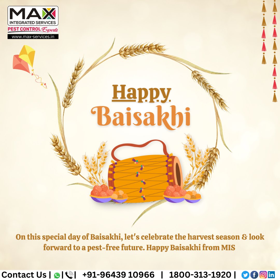 IntegratedMax's tweet photo. Max Integrated Services wishes you a happy & pestfree Baisakhi.
๐+91-96439 10966
๐ https://t.co/K5b7JVqmhP
#HappyBaisakhi #Baisakhi2023 #PestFreeBaisakhi #MaxIntegratedServices #GreenBaisakhi #HarvestFestival #CleanerEnvironment #CelebrateResponsibly #BaisakhiVibes https://t.co/KJDMLQeDPk