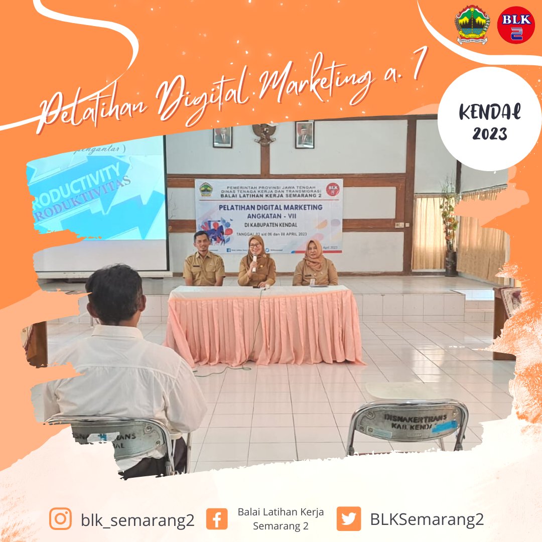 BLKSemarang2's tweet photo. Pelatihan Digital Marketing A.VII tanggal 03 s/d 06 April dan 08 April 2023 di Dinas Perindustrian Dan Tenaga Kerja Kab.Kendal. Penyampaian materi oleh Instruktur BLK Semarang 2 Prov. Jateng Bpk Anas Rudi, SE MSi dan Ibu Ela Dewi Jantika, S.A.B. https://t.co/rf22NFQBk4