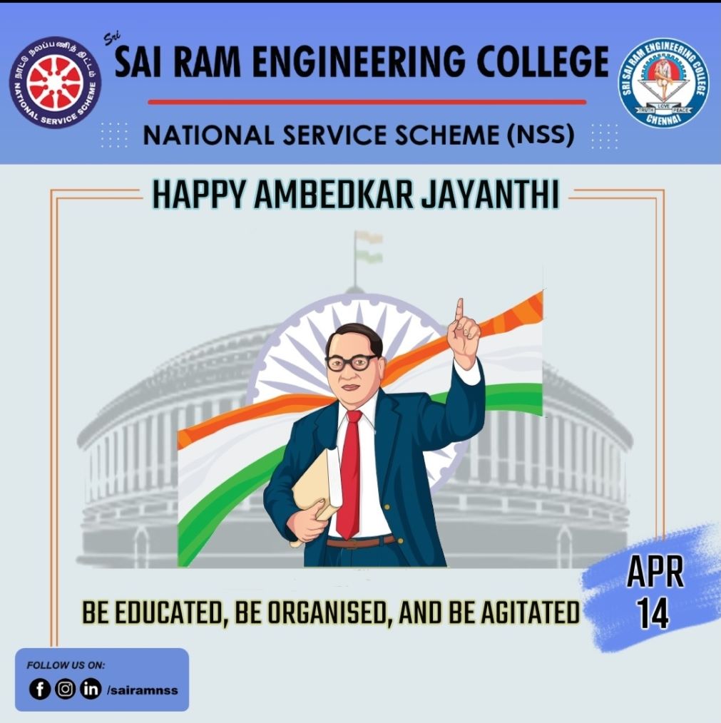 NSSSAIRAM's tweet photo. "Freedom of mind is the real freedom."🕊️☮️
📌An annual festival commemorating *Dr B R Ambedkar's birthday on April 14th* is observed not only in the country but also around the world.📌
@sairamceo
#nssindia #volunteers #equality #tribute #nssrdchennai #nsstamilnadu #rdnss https://t.co/tU8QxIXKUu