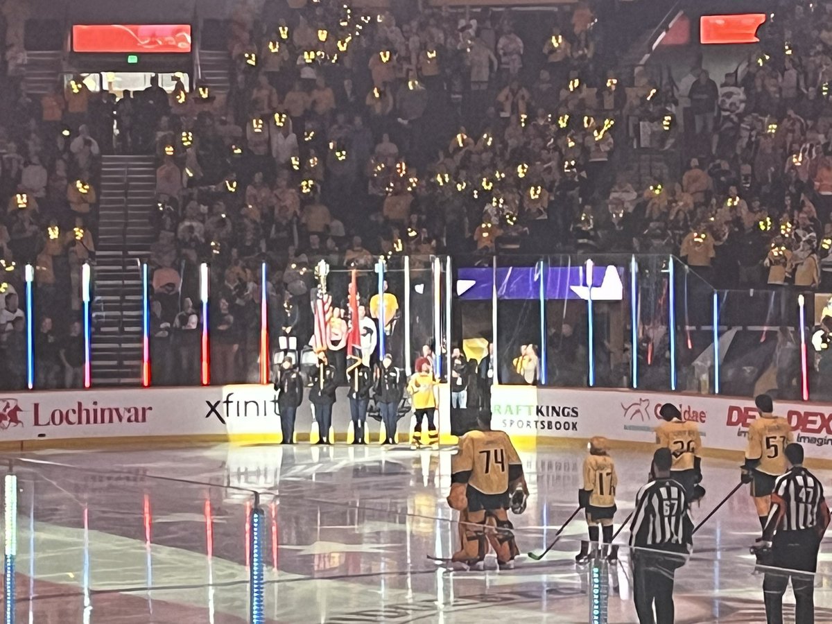 paynejt's tweet photo. @stewartscreekhs SCHS JROTC Color Guard performing again at Predators game. Great night with a victory in OT#HawkStrong https://t.co/Ks49TYLw57