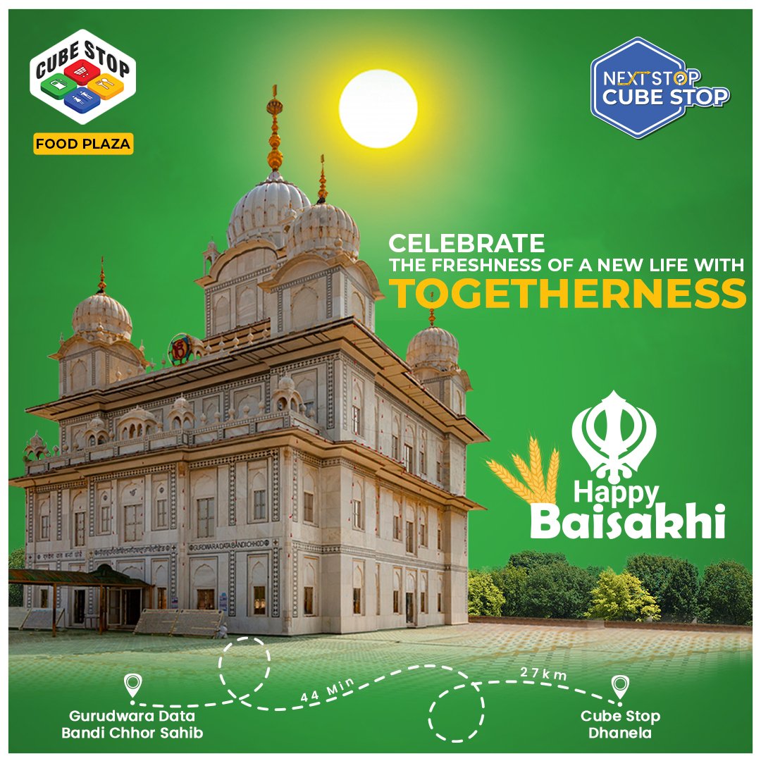 cubestopindia's tweet image. Let's celebrate this cheerful day of Baisakhi with prayers for your loved ones. Visit the renowned Gurudwara Data Bandi Chorr Sahib, then rest at our Cube Stop facility nearby.

#Baisakhi #CubeStop #WaySideAmenity #TravelStops #HighwayTravel